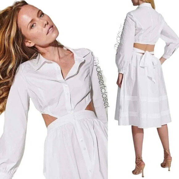 Toccin Cutout Shirtdress in White 4 Womens Aline Fit and Flare - Picture 12 of 13